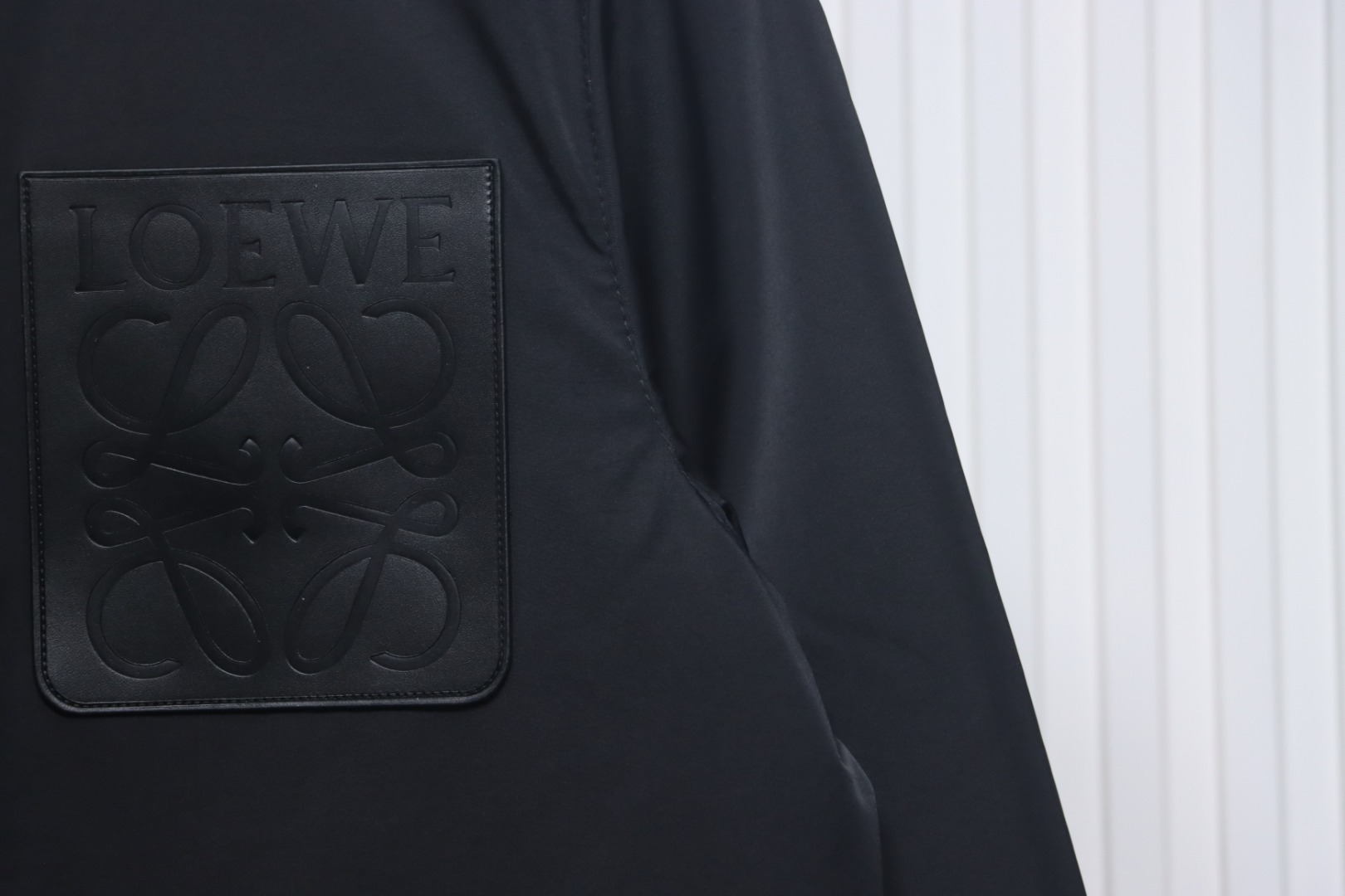 Loewe Leather Label Hooded Down Jacket Black