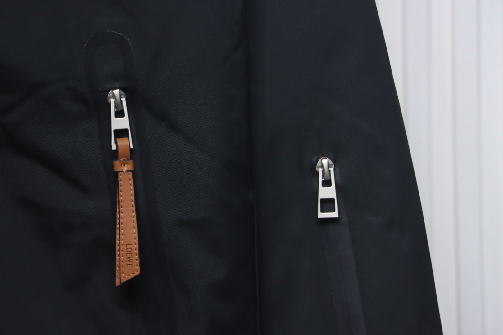 Loewe Leather Patch Embroidered Logo Down Jacket Black