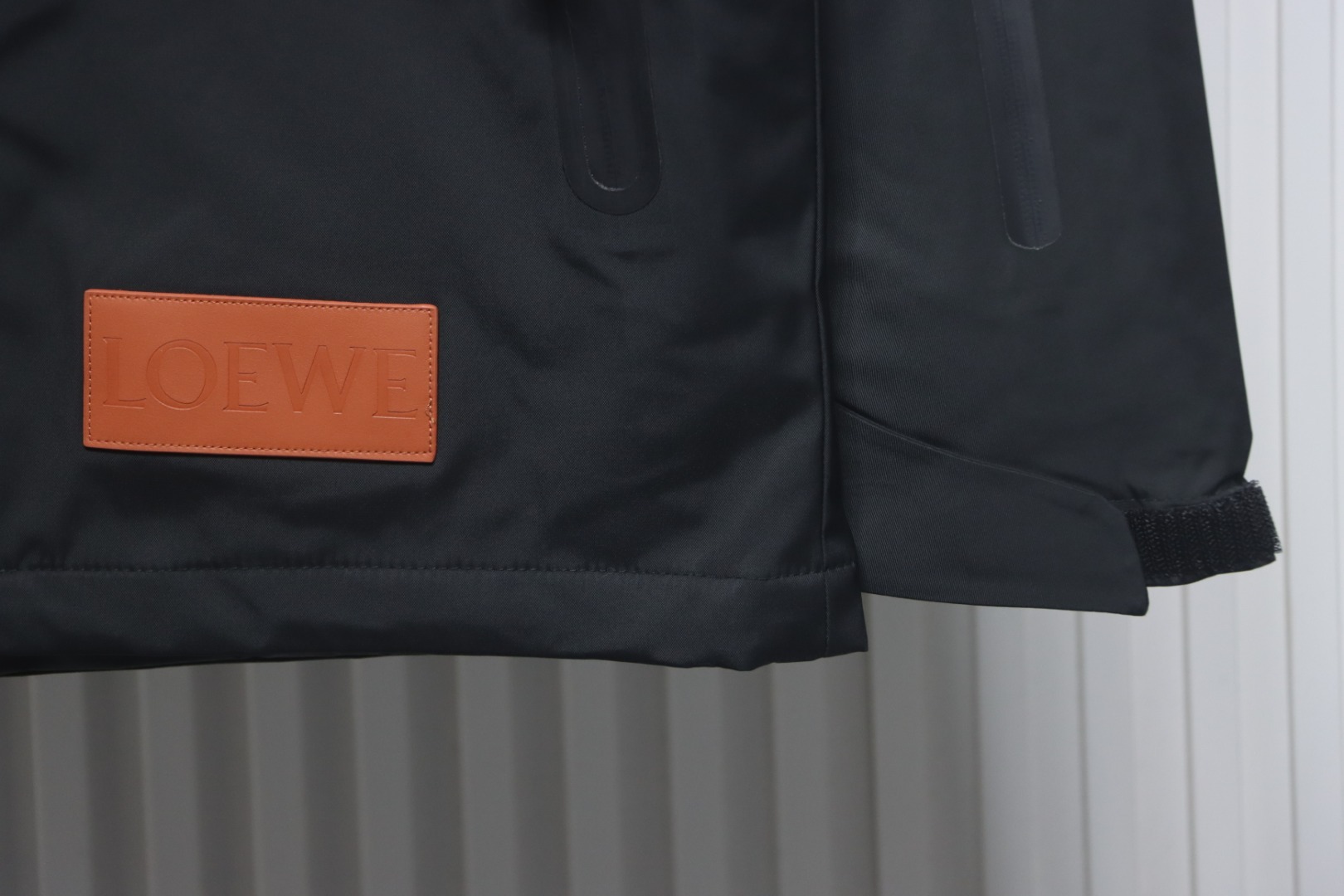 Loewe Leather Patch Embroidered Logo Down Jacket Black