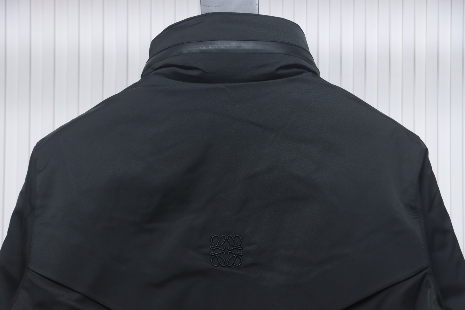 Loewe Leather Patch Embroidered Logo Down Jacket Black