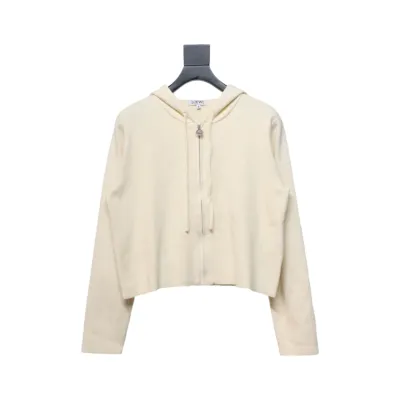 Loewe Embossed Back Zip Wool Sweater Beige 01