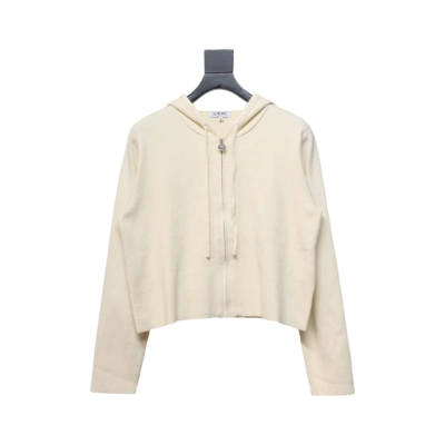 Loewe Embossed Back Zip Wool Sweater Beige 01