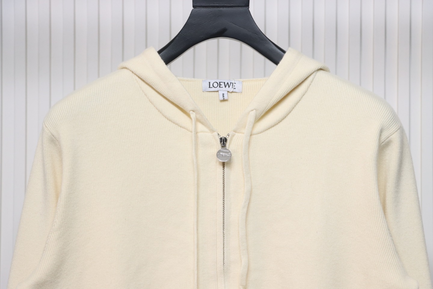 Loewe Embossed Back Zip Wool Sweater Beige