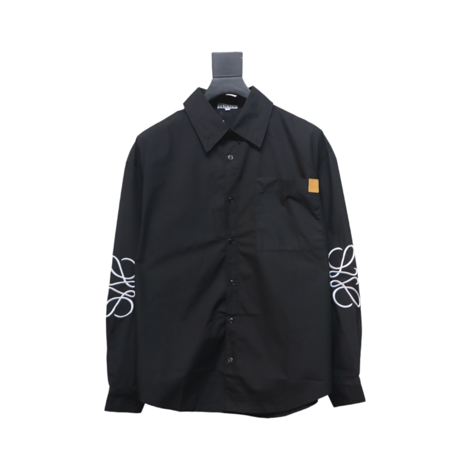 Loewe Embroidered Logo Leather Patch Shirt Black