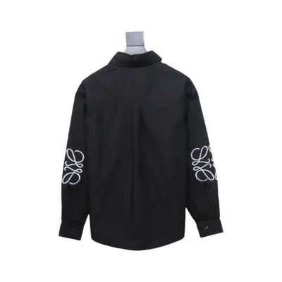 Loewe Embroidered Logo Leather Patch Shirt Black 02