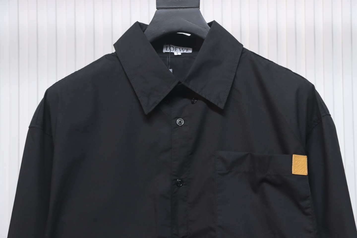 Loewe Embroidered Logo Leather Patch Shirt Black