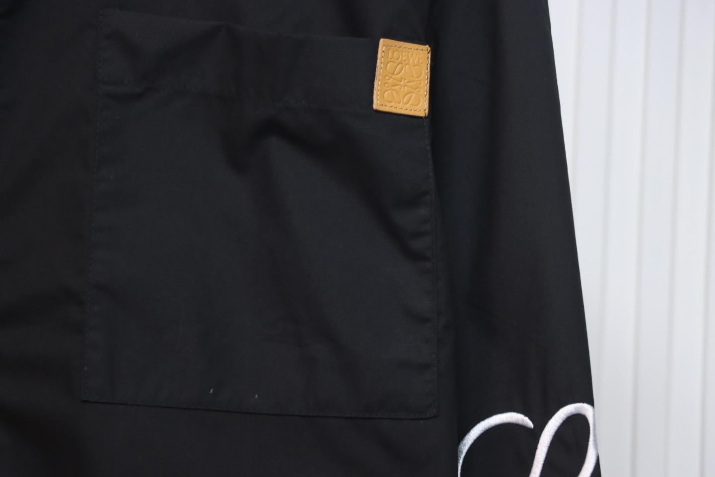 Loewe Embroidered Logo Leather Patch Shirt Black
