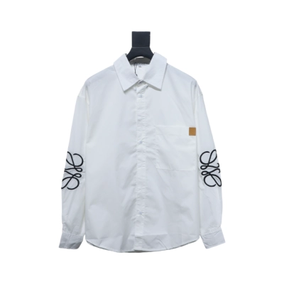 Loewe Embroidered Logo Leather Patch Shirt White 01