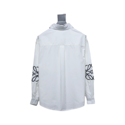 Loewe Embroidered Logo Leather Patch Shirt White 02