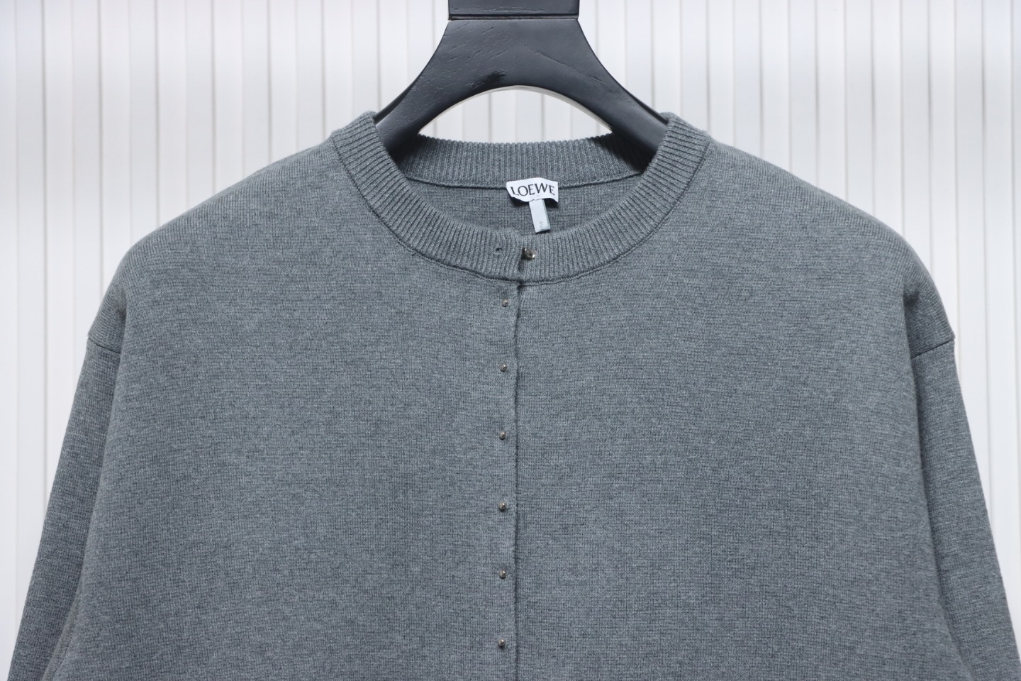 Loewe Rivet Button Knit Cardigan Grey