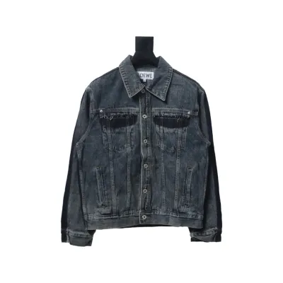 Loewe Colorblock Button Embossed Denim Jacket black 01