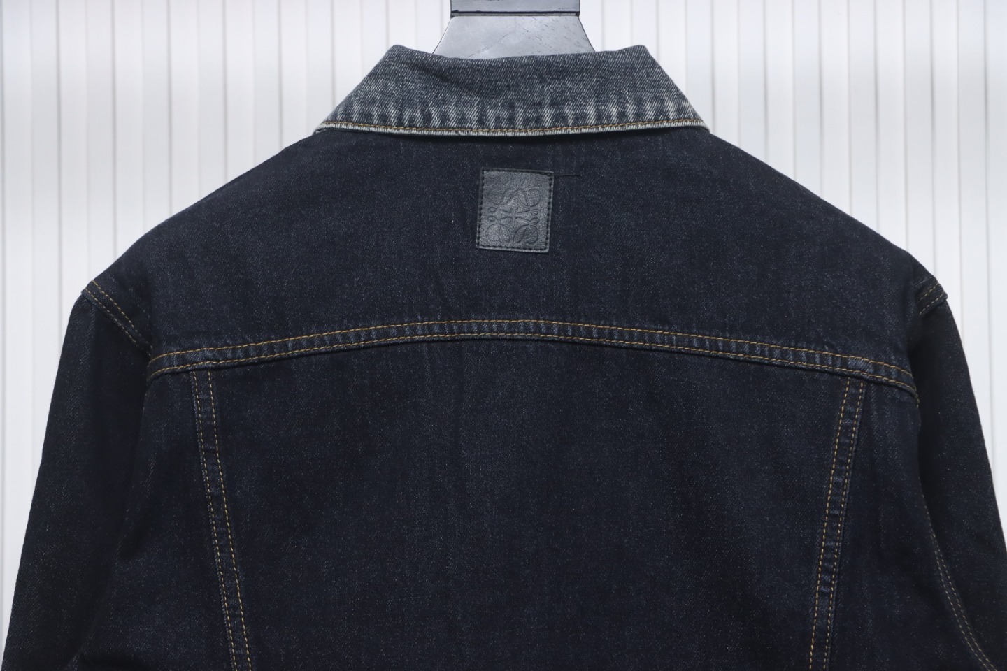 Loewe Colorblock Button Embossed Denim Jacket black