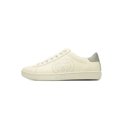 Gucci Ace Perforated Interlocking G White Gray 01