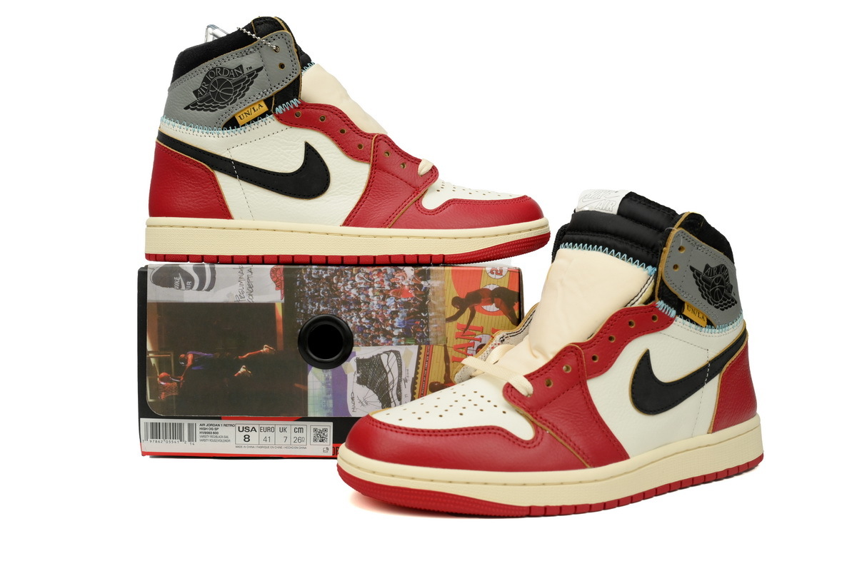 Coco Shoes Air Jordan 1 Retro High x Union LA 2025 ‘Chicago/Shadow’ White Red Gray HV8563-600