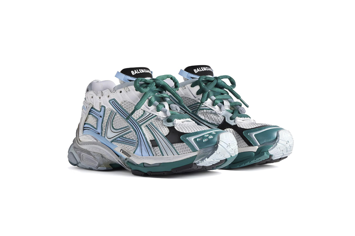 Coco Shoes Balenciaga Runner Sneaker White Blue Green 772767W3RMU9034