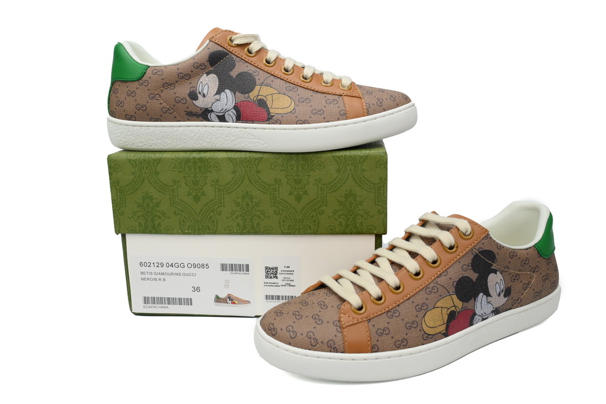 Coco Shoes Gucci Ace x Disney collaboration Mickey sneakers Beige Vintage