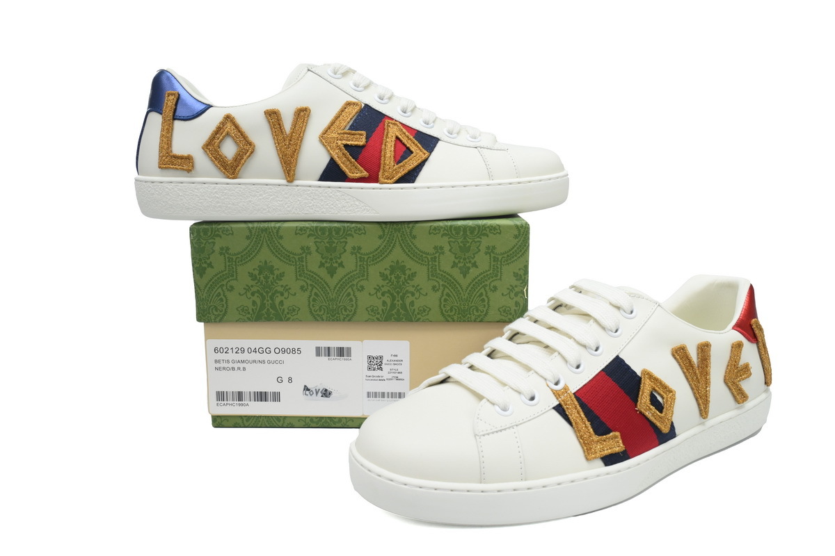 Coco Shoes Gucci Ace Embroidered Love White