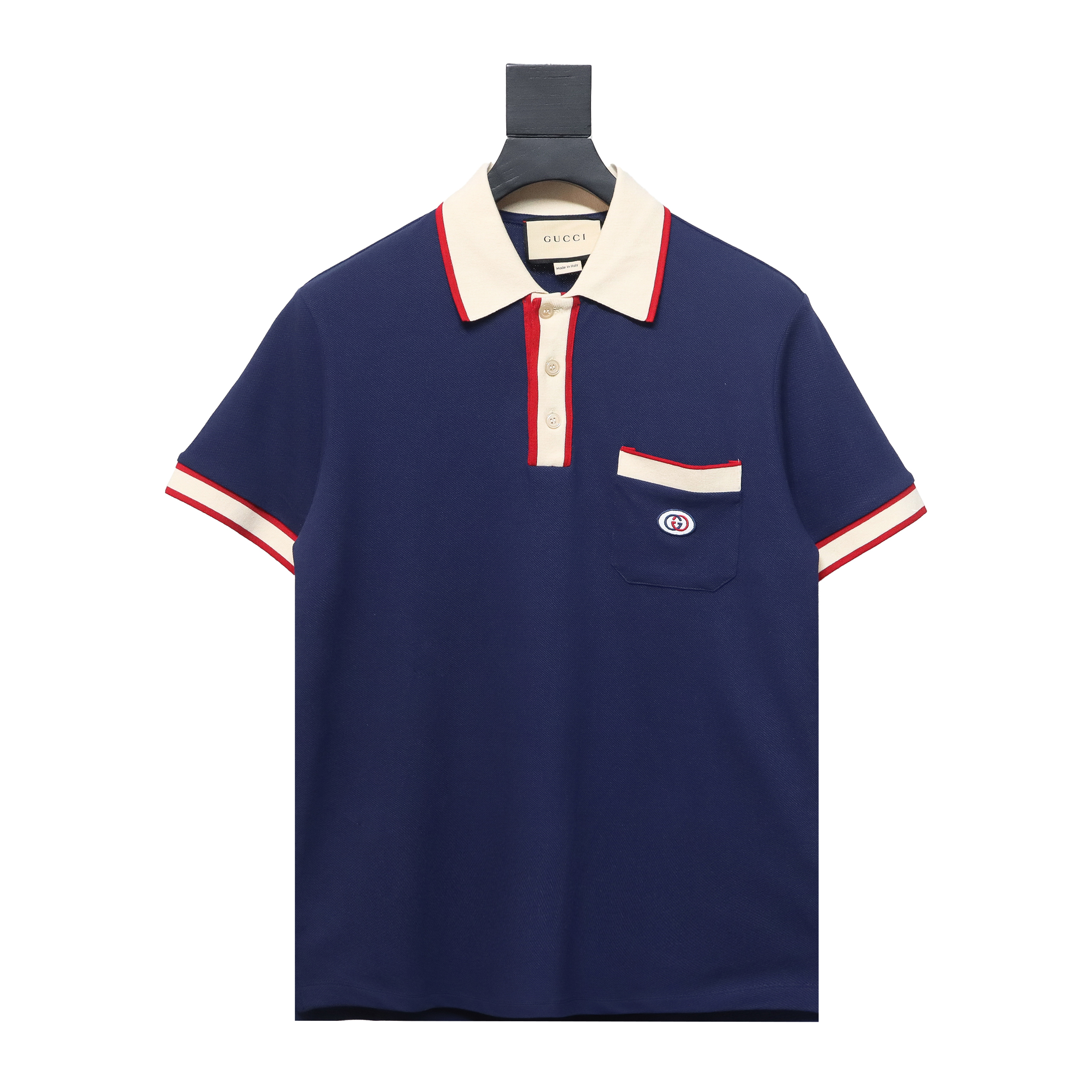 Gucci GG Cotton Navy Piquet Interlocking Polo