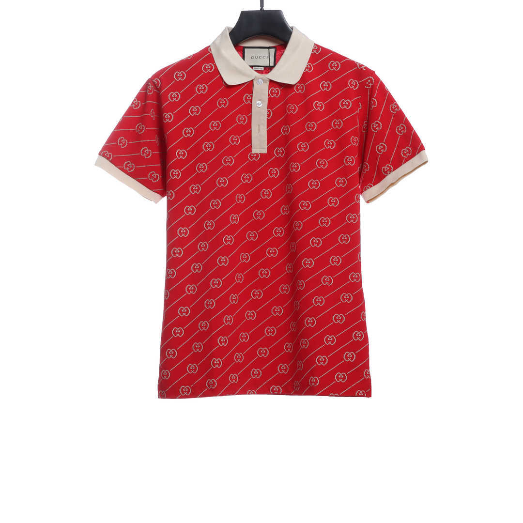 Coco Shoes Gucci GG Cotton Jersey Jacquard Polo Shirt Red