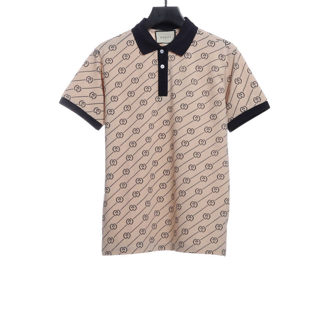 Gucci GG Cotton Jersey Jacquard Polo Shirt Brown