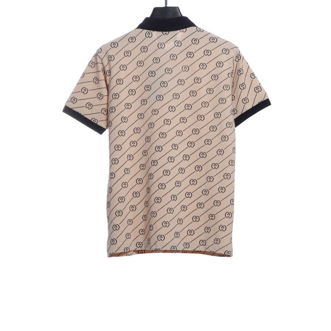 Gucci GG Cotton Jersey Jacquard Polo Shirt Brown