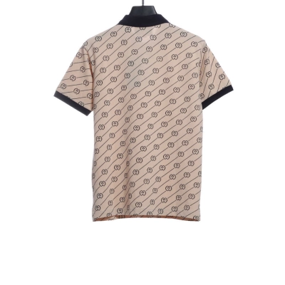 Gucci GG Cotton Jersey Jacquard Polo Shirt Brown 02