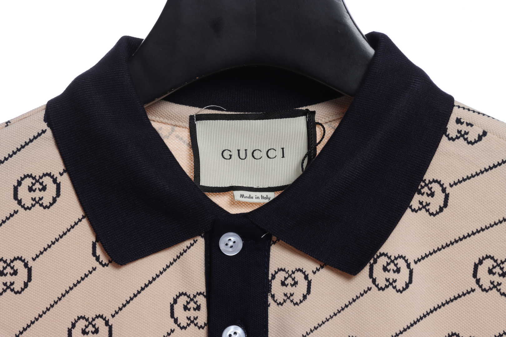 Gucci GG Cotton Jersey Jacquard Polo Shirt Brown