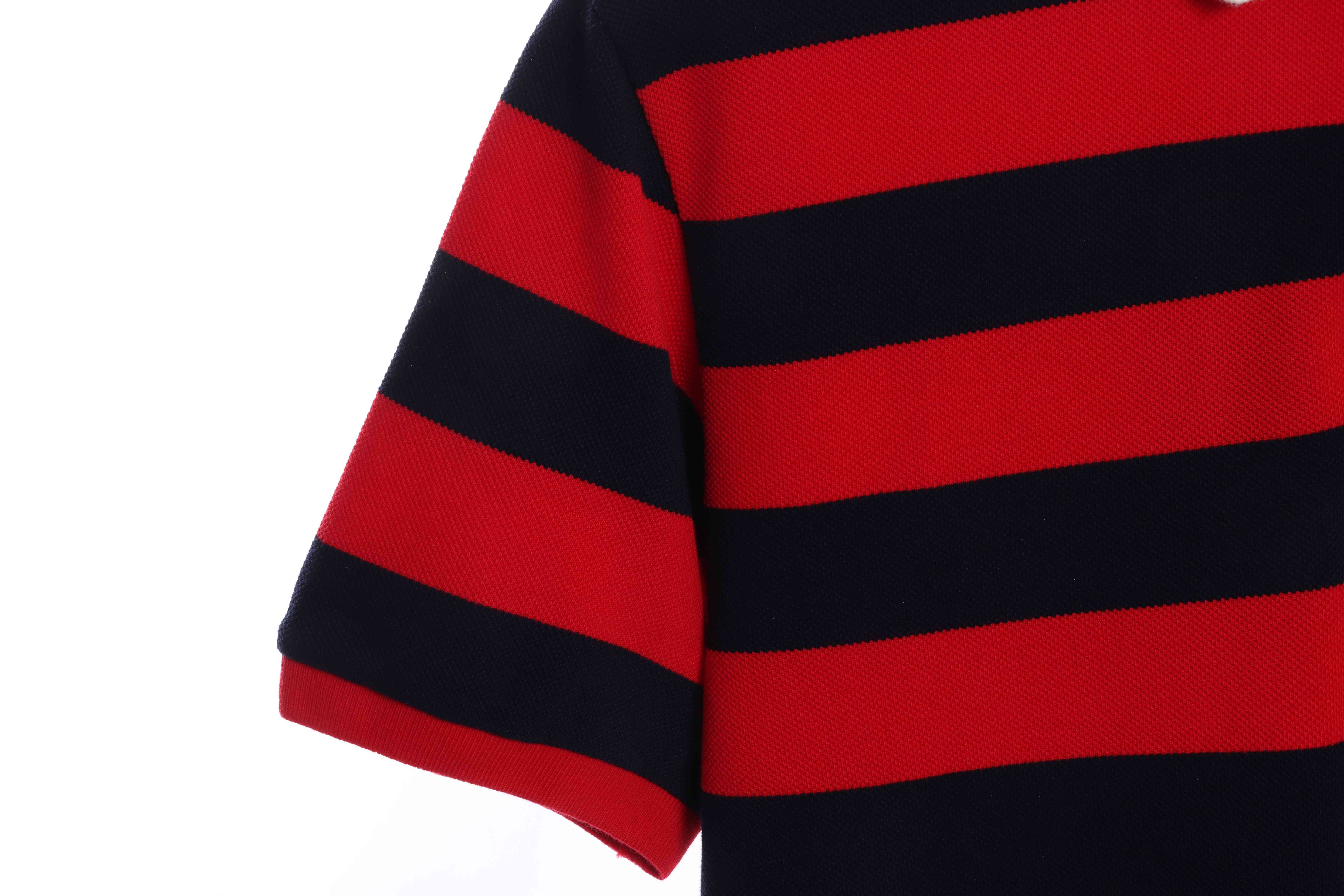 Gucci Logo Embroidered Striped Cotton Polo Shirt Red