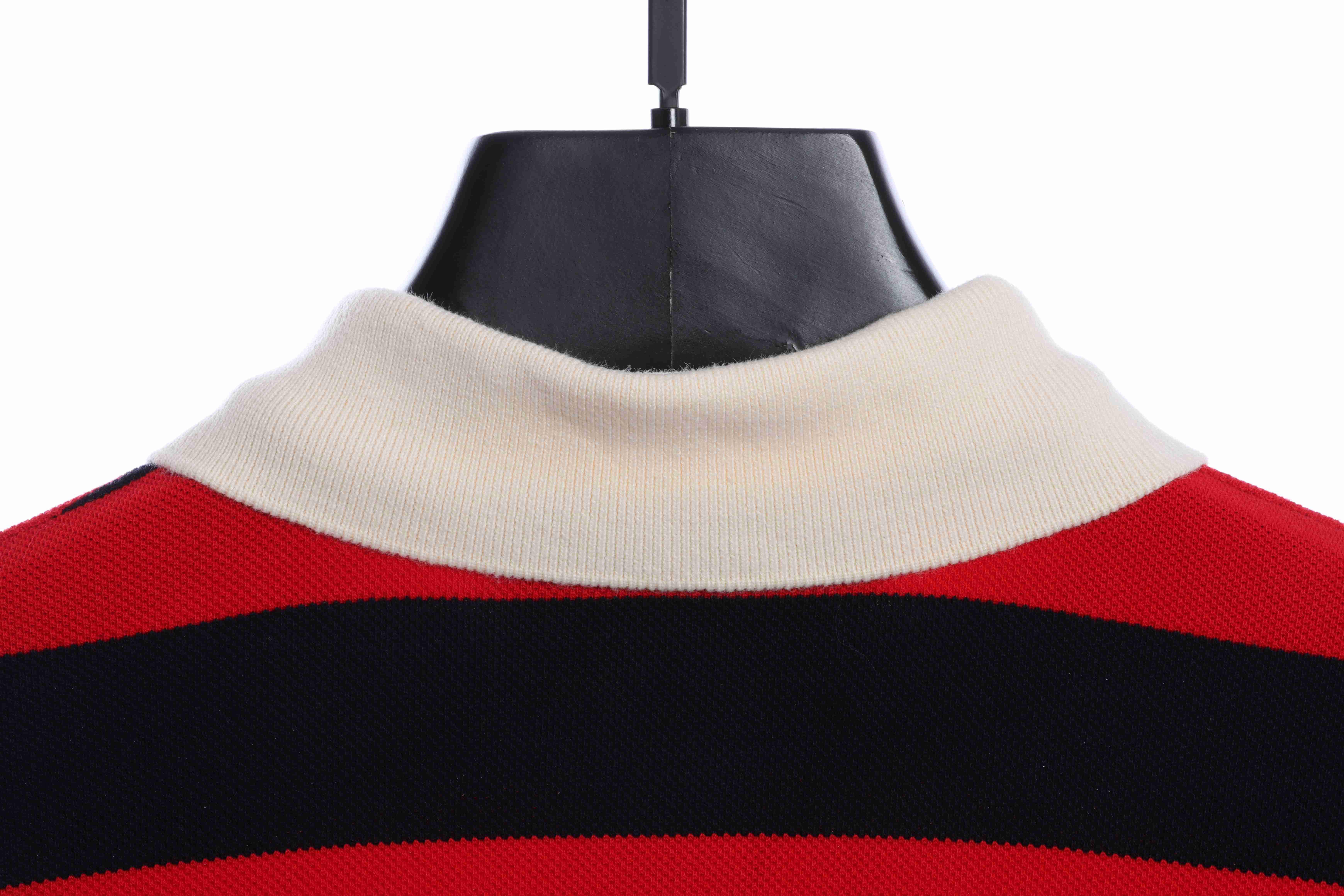 Gucci Logo Embroidered Striped Cotton Polo Shirt Red