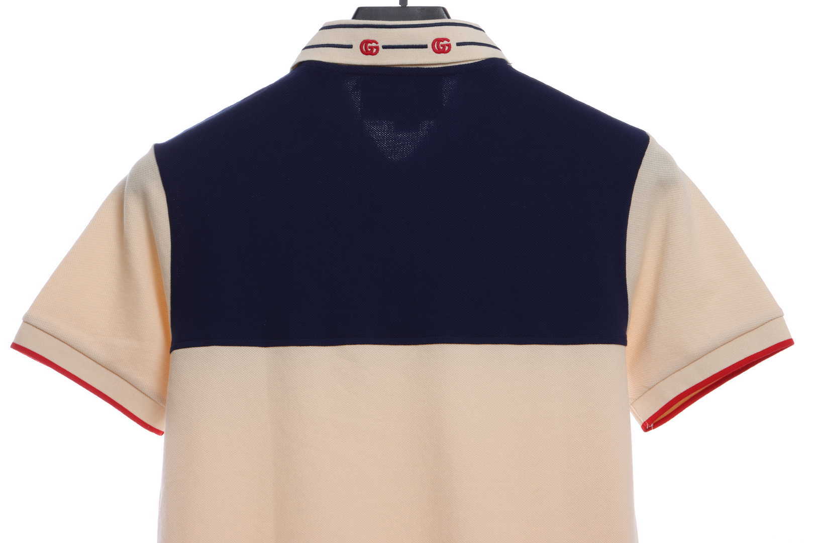 Gucci Embroidered Collar Cotton Polo Off-White Navy blue Stitching