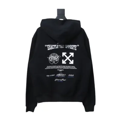 Off-White Logo Blue Embroidery Hoodie Black 01