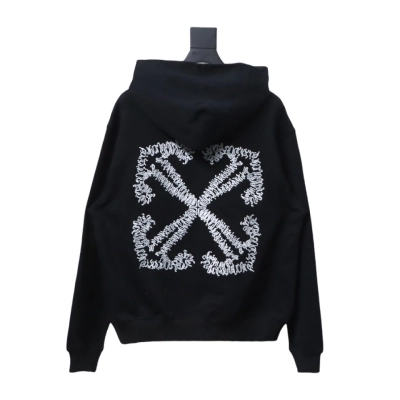 Off-White White Arrow Embroidery Hoodie Black 01