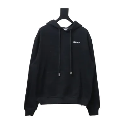 Off-White White Arrow Embroidery Hoodie Black 02