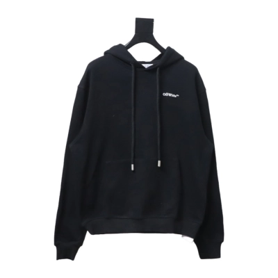 Off-White White Arrow Embroidery Hoodie Black 02