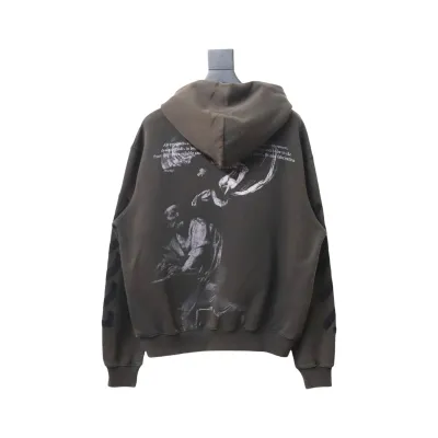 Off-White Logo Print Cotton Hoodie Brown Black 01