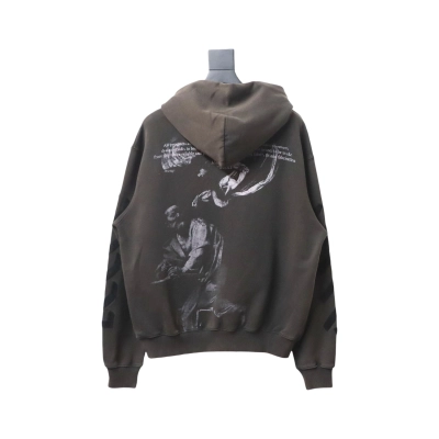 Off-White Logo Print Cotton Hoodie Brown Black 01