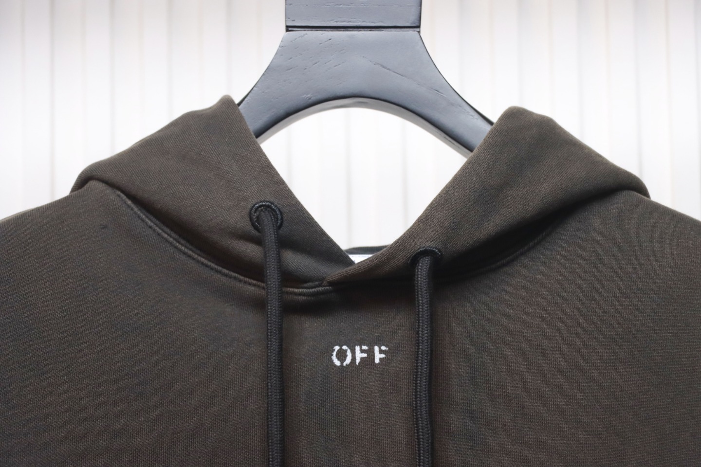 Coco Shoes Off-White Logo Print Cotton Hoodie Brown Black