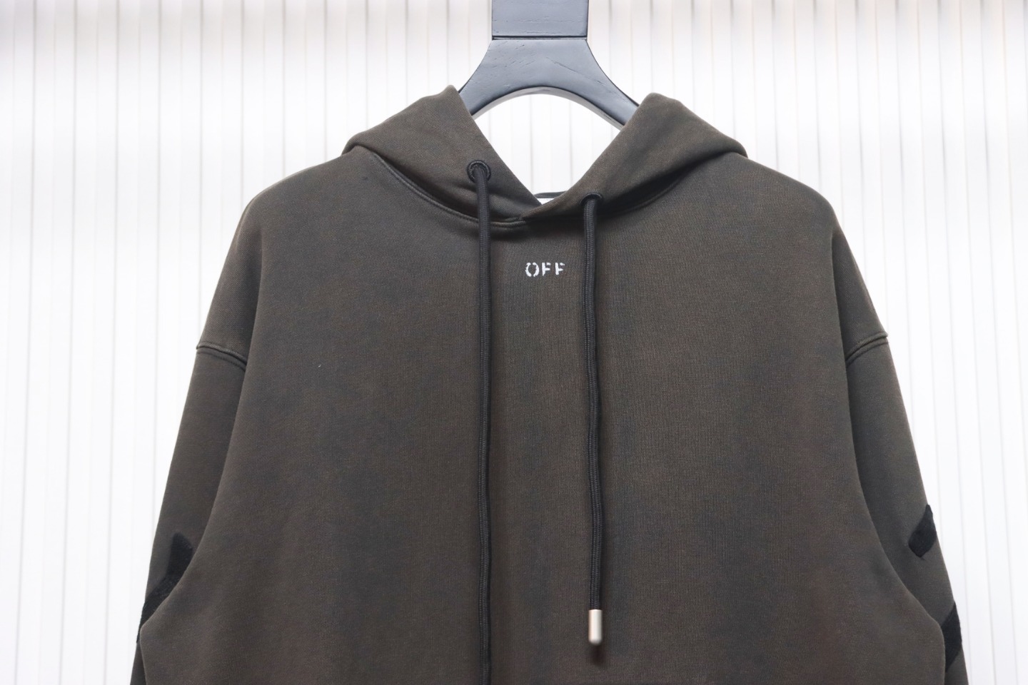 Coco Shoes Off-White Logo Print Cotton Hoodie Brown Black