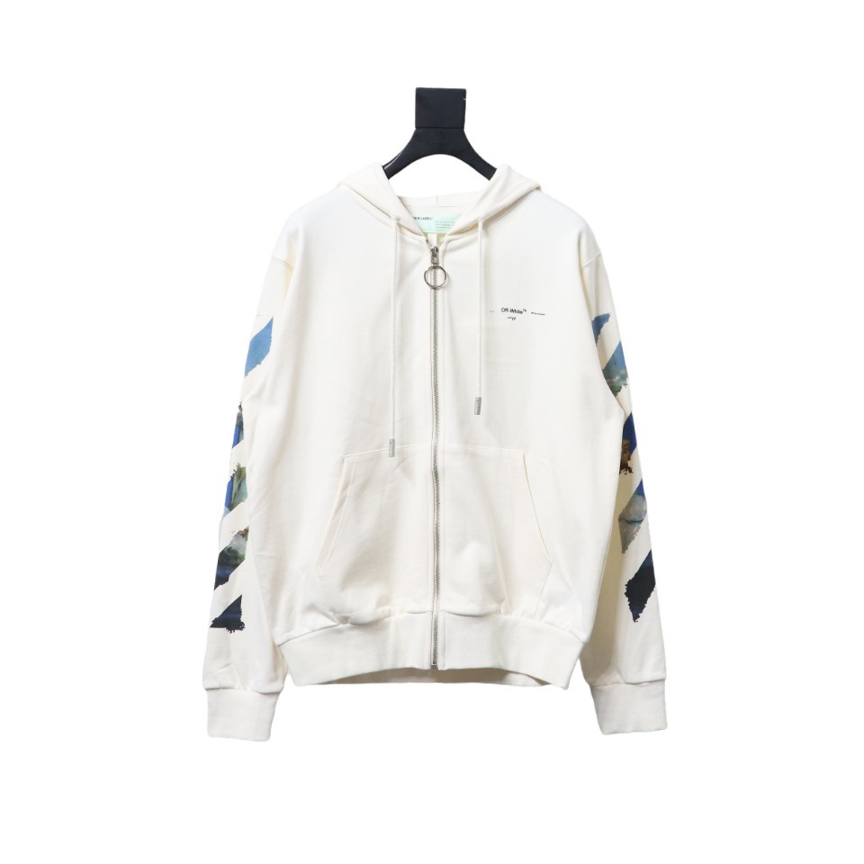 Coco Shoes Off-White Pascal Arrow Zipped Hoodie White