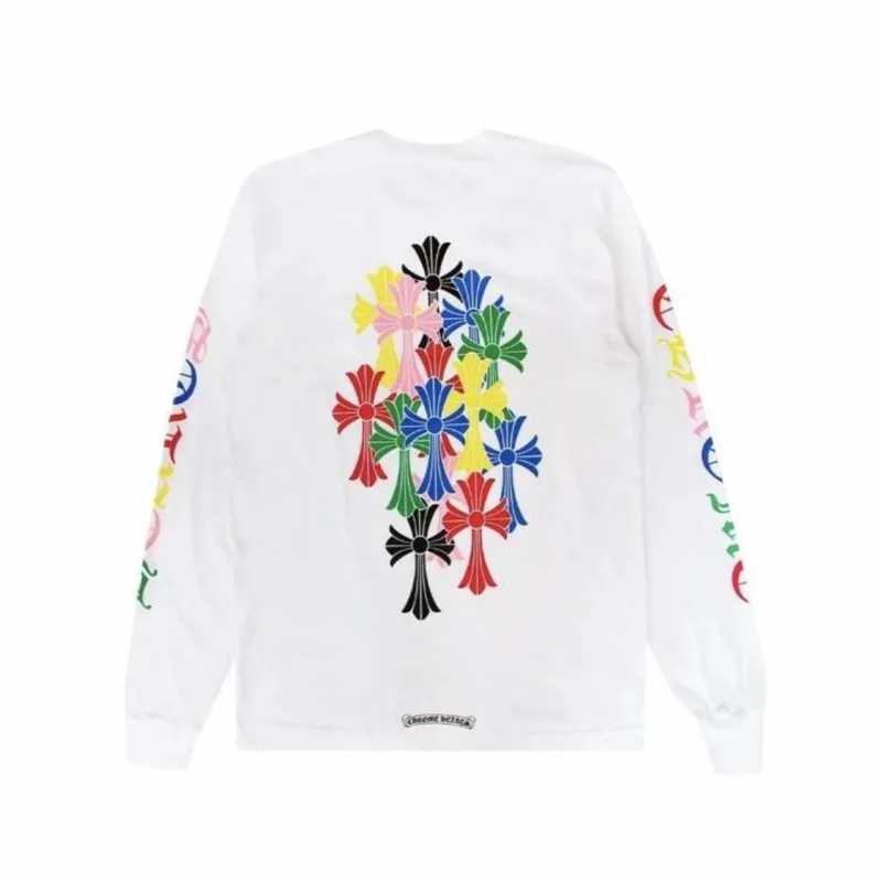 Chrome Hearts Multi Color Cross Logo Long Sleeves T-shirt White CH-0605