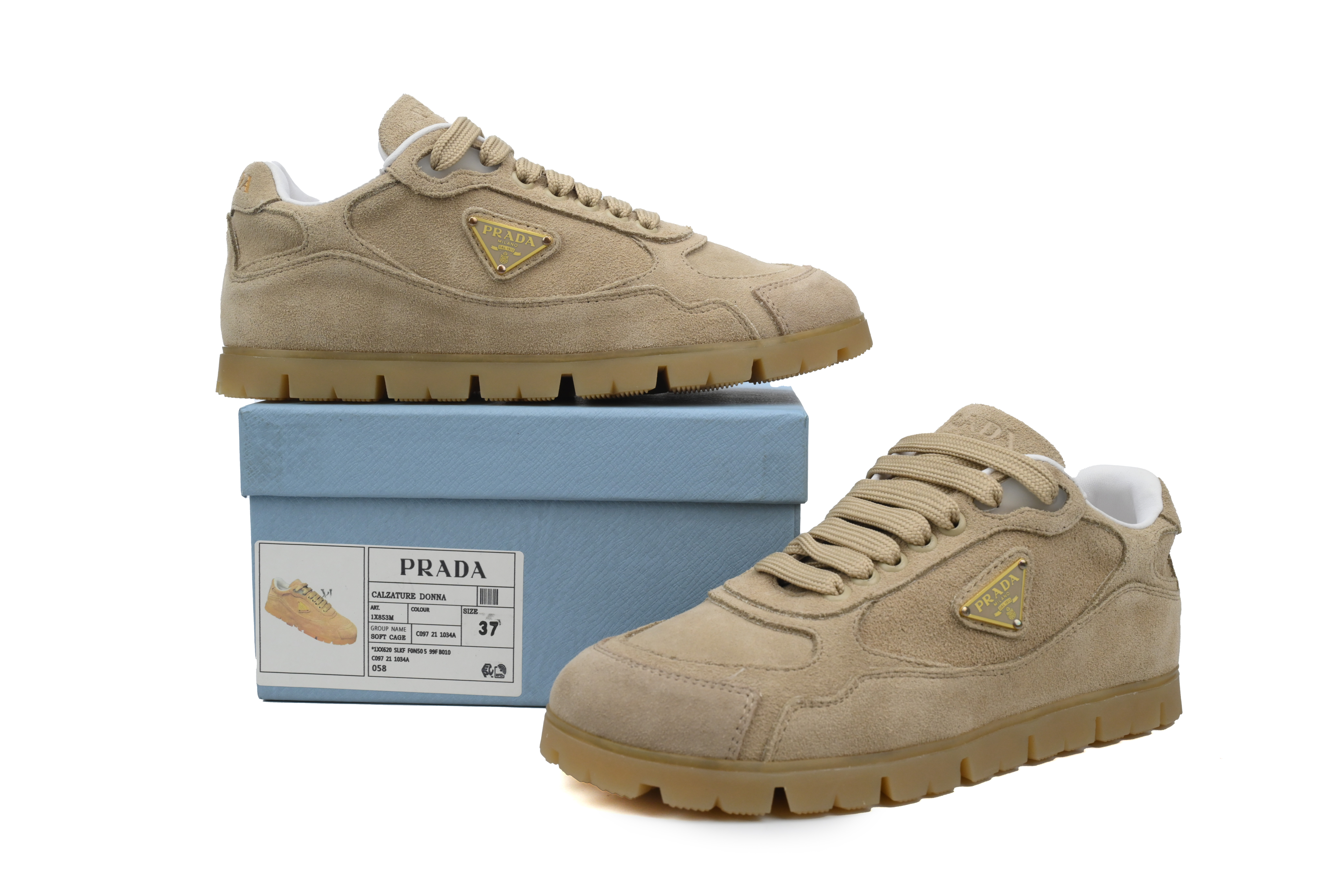 Prada Trail Suede Sneakers Khaki