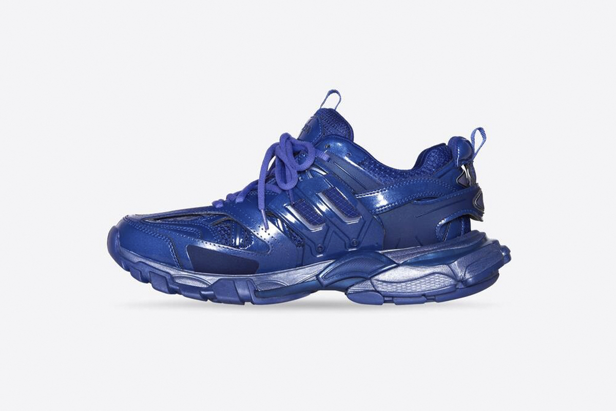Balenciaga Track Metallic Mesh-Nylon Sneakers Blue