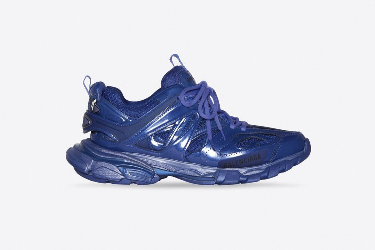 Balenciaga Track Metallic Mesh-Nylon Sneakers Blue