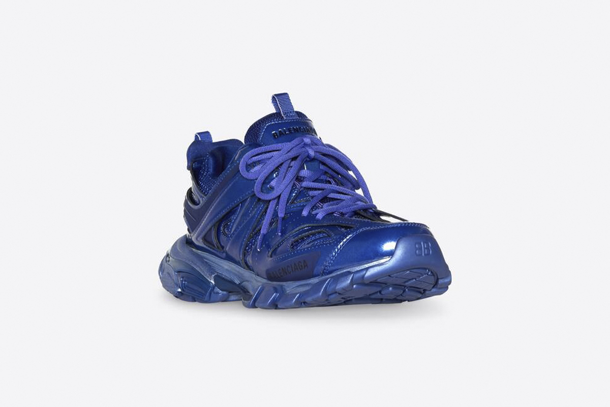 Balenciaga Track Metallic Mesh-Nylon Sneakers Blue
