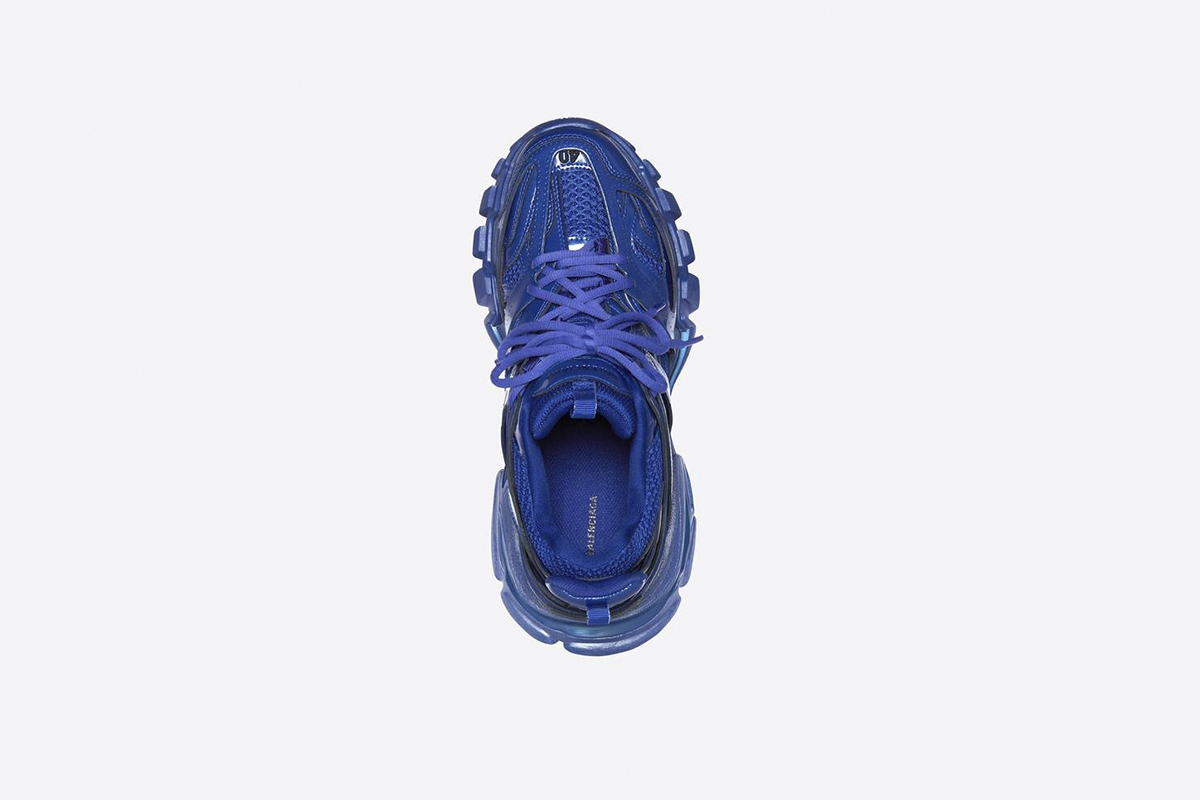 Balenciaga Track Metallic Mesh-Nylon Sneakers Blue