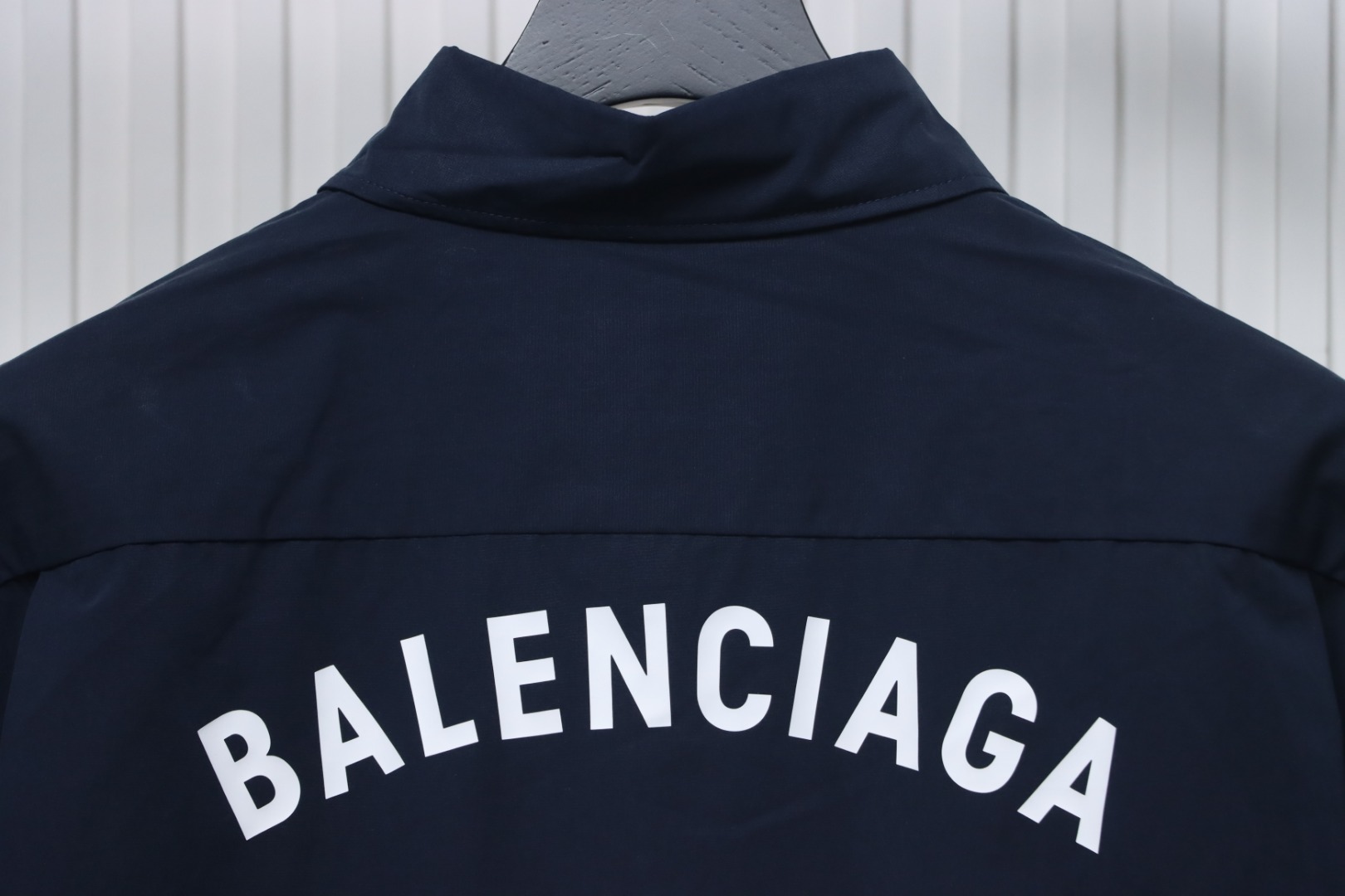 Coco Shoes Balenciaga Soccer Button Up Short-sleeved Shirt Navy Blue