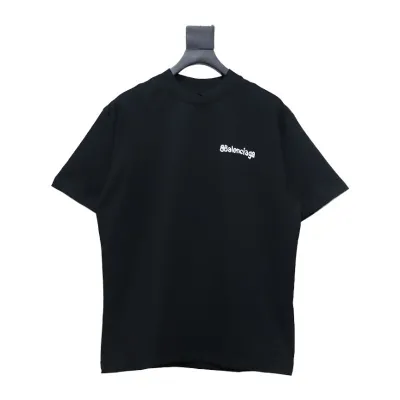Balenciaga Logo Print Cotton Jersey T-Shirt Black 01