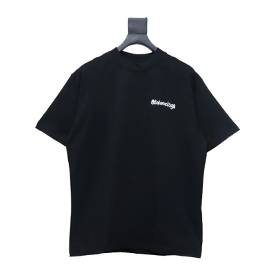 Balenciaga Logo Print Cotton Jersey T-Shirt Black 01
