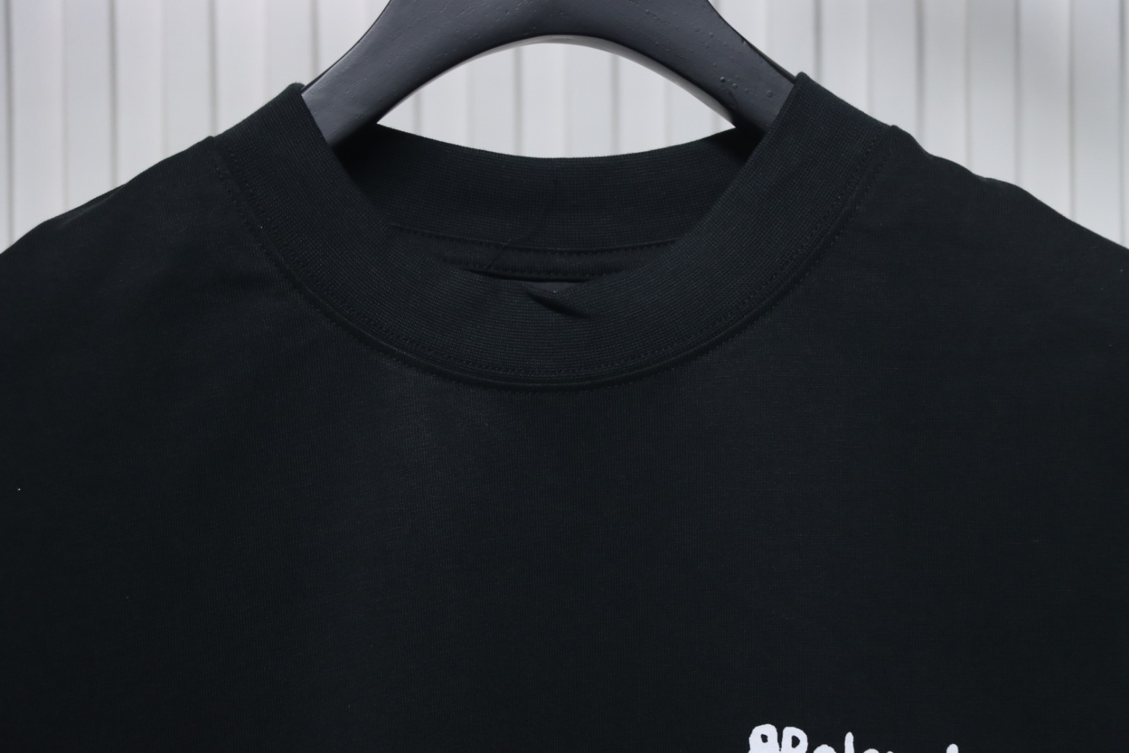 Balenciaga Logo Print Cotton Jersey T-Shirt Black