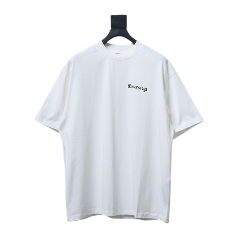 Balenciaga Logo Print Cotton Jersey T-Shirt White